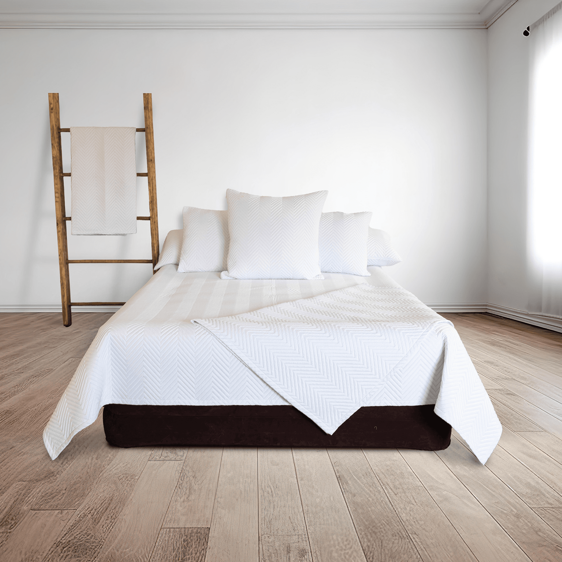 Plain quilted coverlet, front view