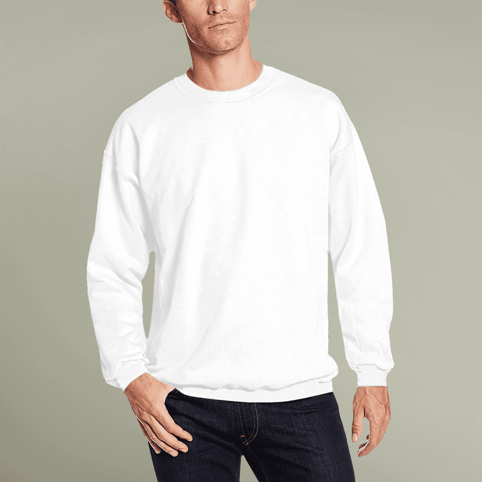Plain men's crewneck sweatshirt (aop), front view — view 4