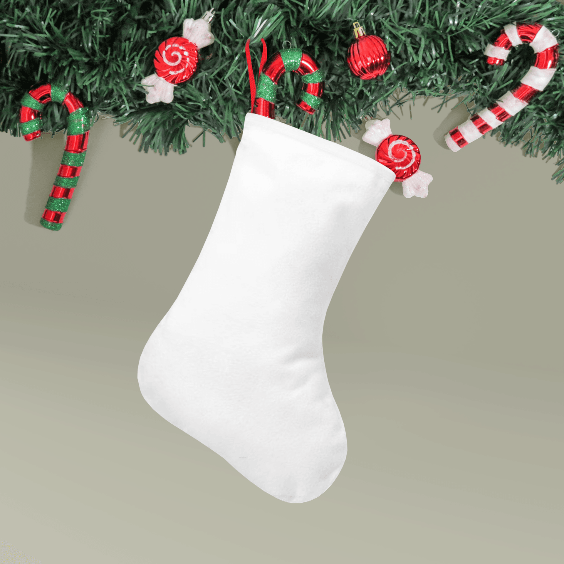 Plain christmas sock (polyester), front view