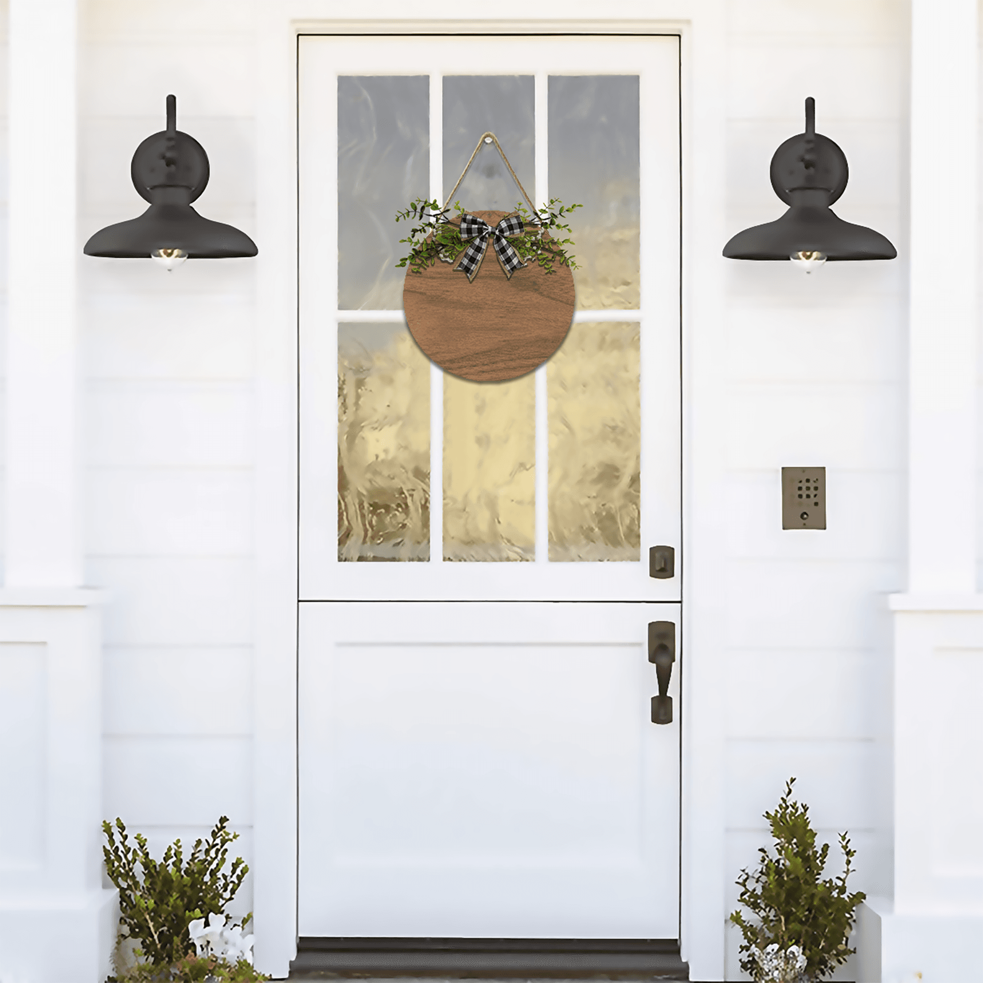 Plain wooden hanging sign, front view