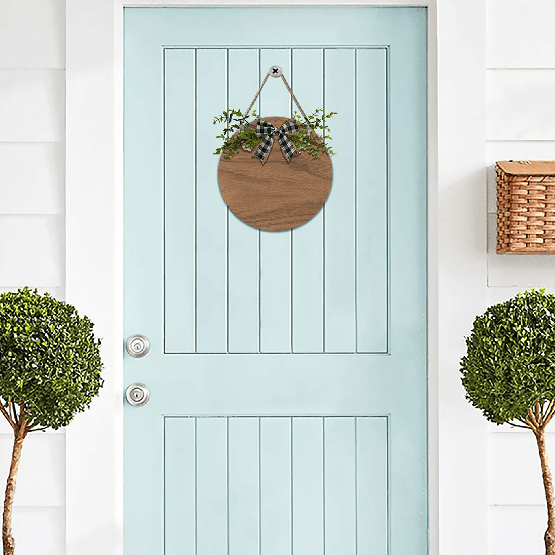Plain wooden hanging sign, front view — view 2