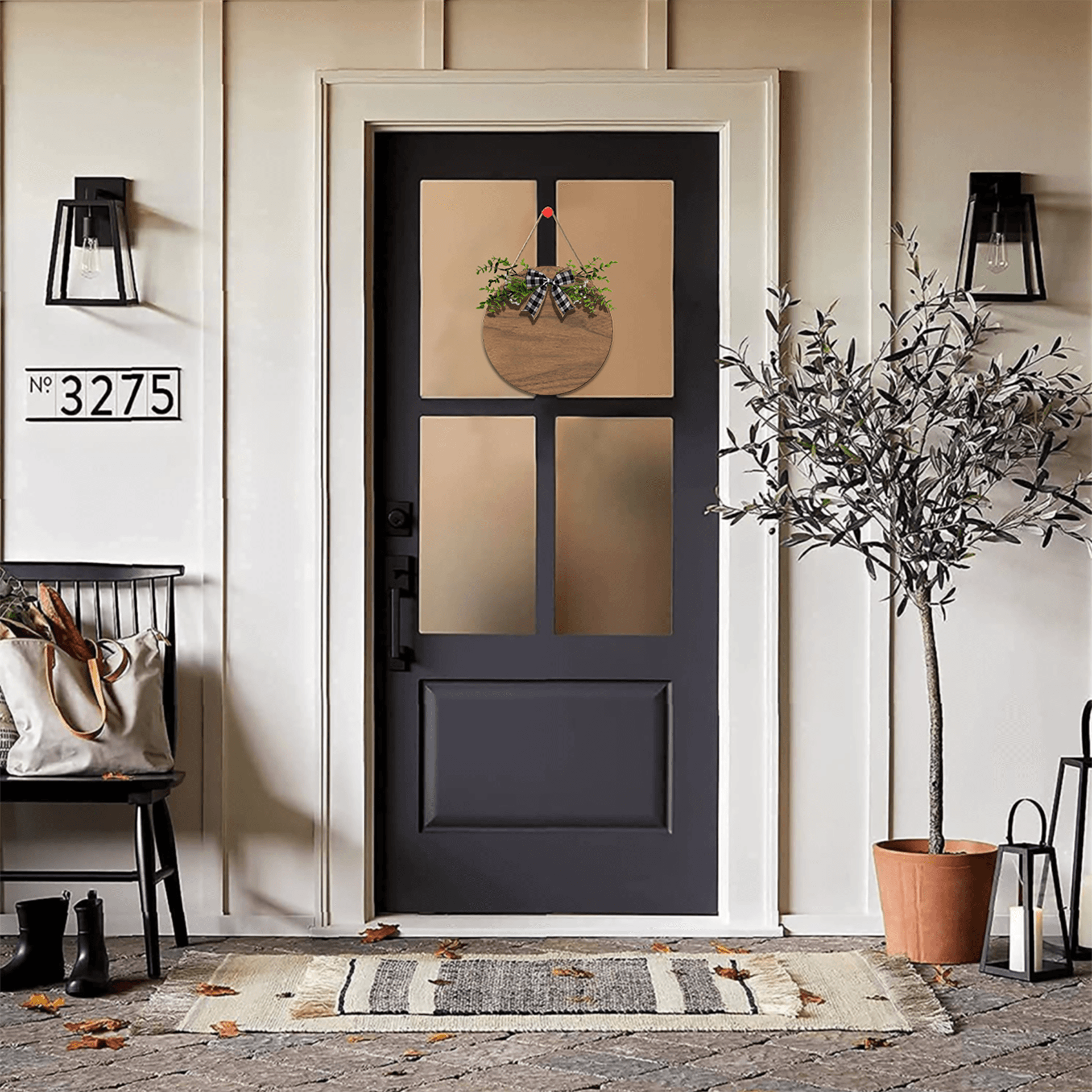 Plain wooden hanging sign, front view — view 3