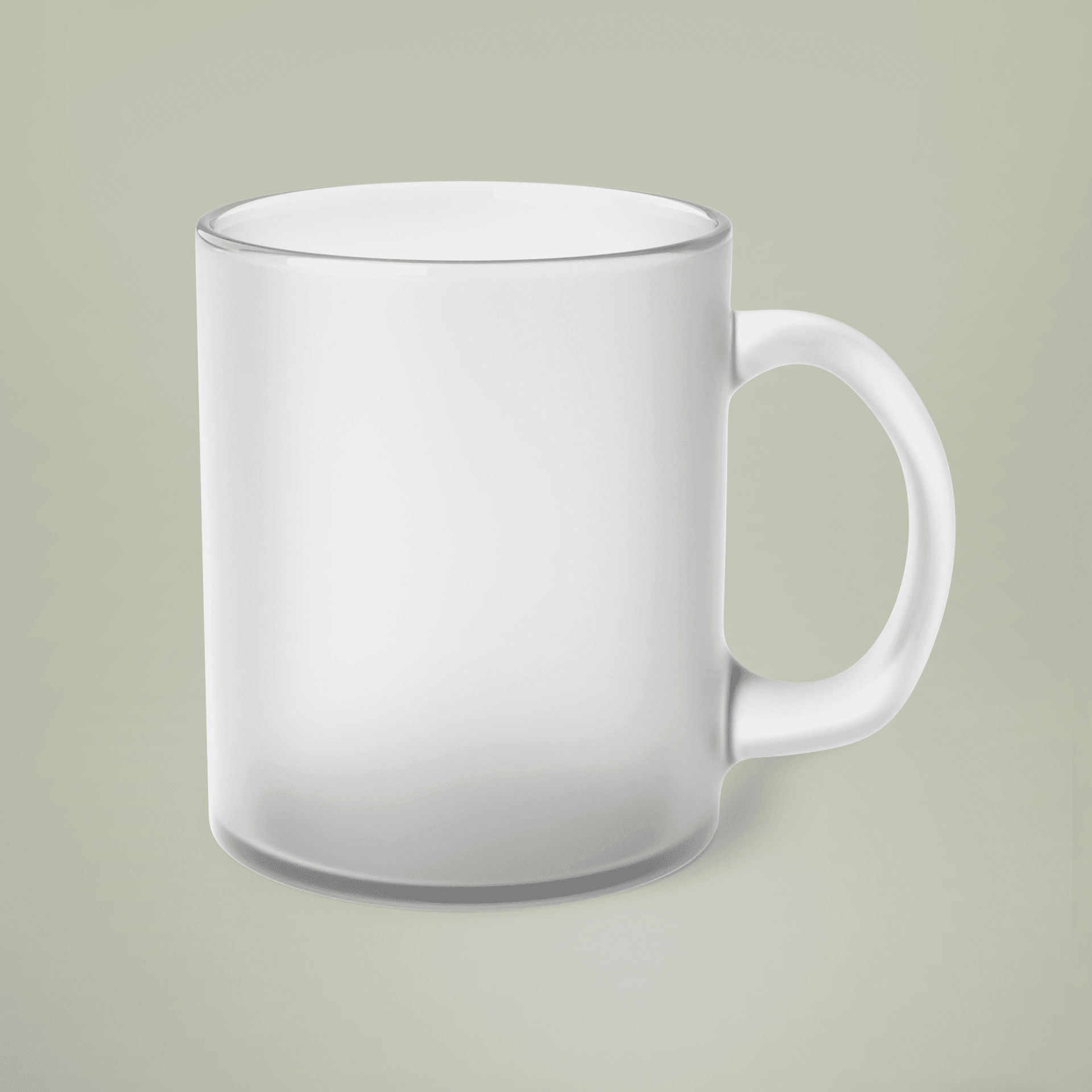Plain frosted glass coffee mug, 11oz, front view