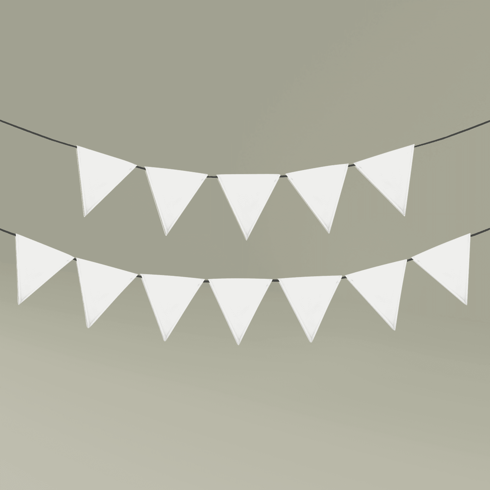 Plain party triangle flags, front view