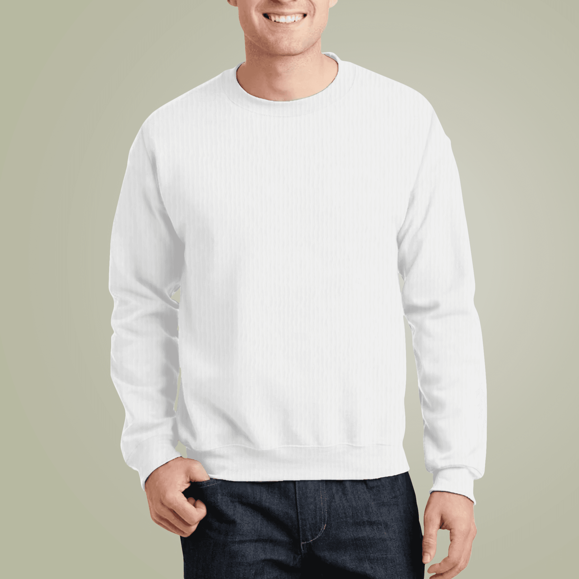 Plain unisex crew neck sweater (aop), front view — view 6