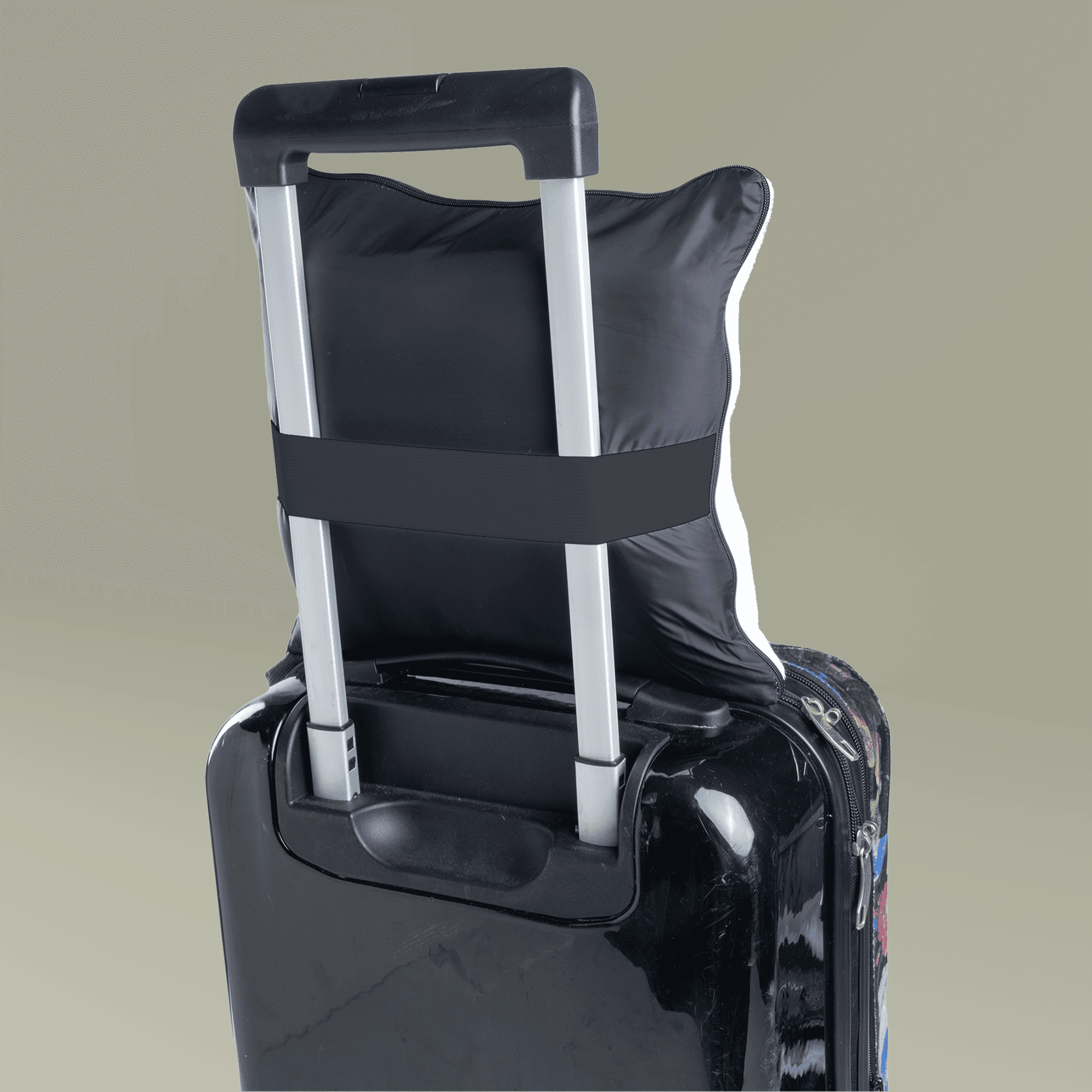 Plain travel blanket with pouch, front view