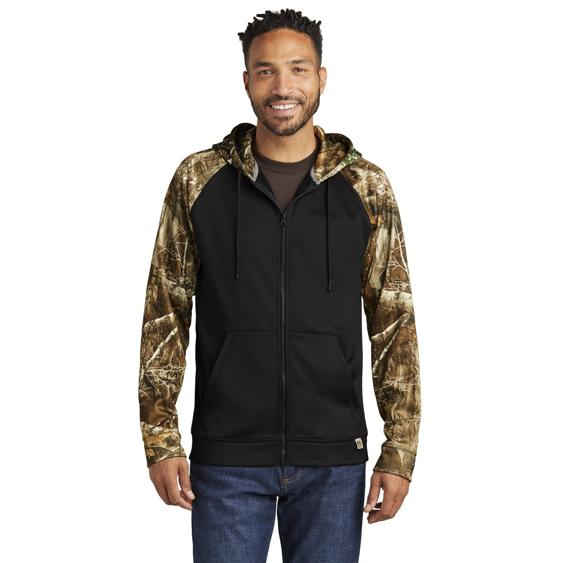Custom Colorblock Zip-Up Hoodie for a Hunting Club with Your Logo