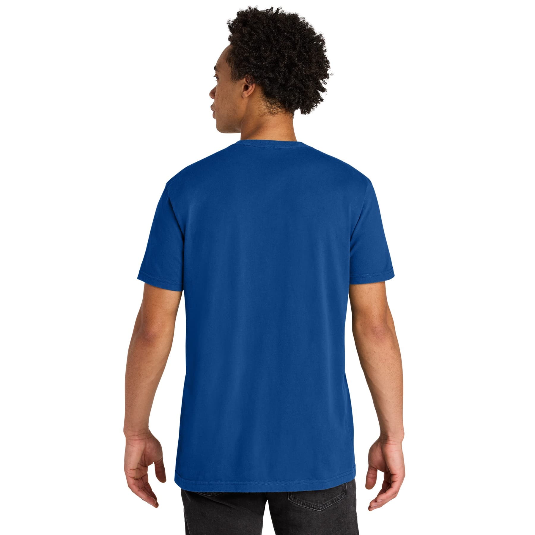 Plain washed royal soft wash cotton tee, front view — view 2
