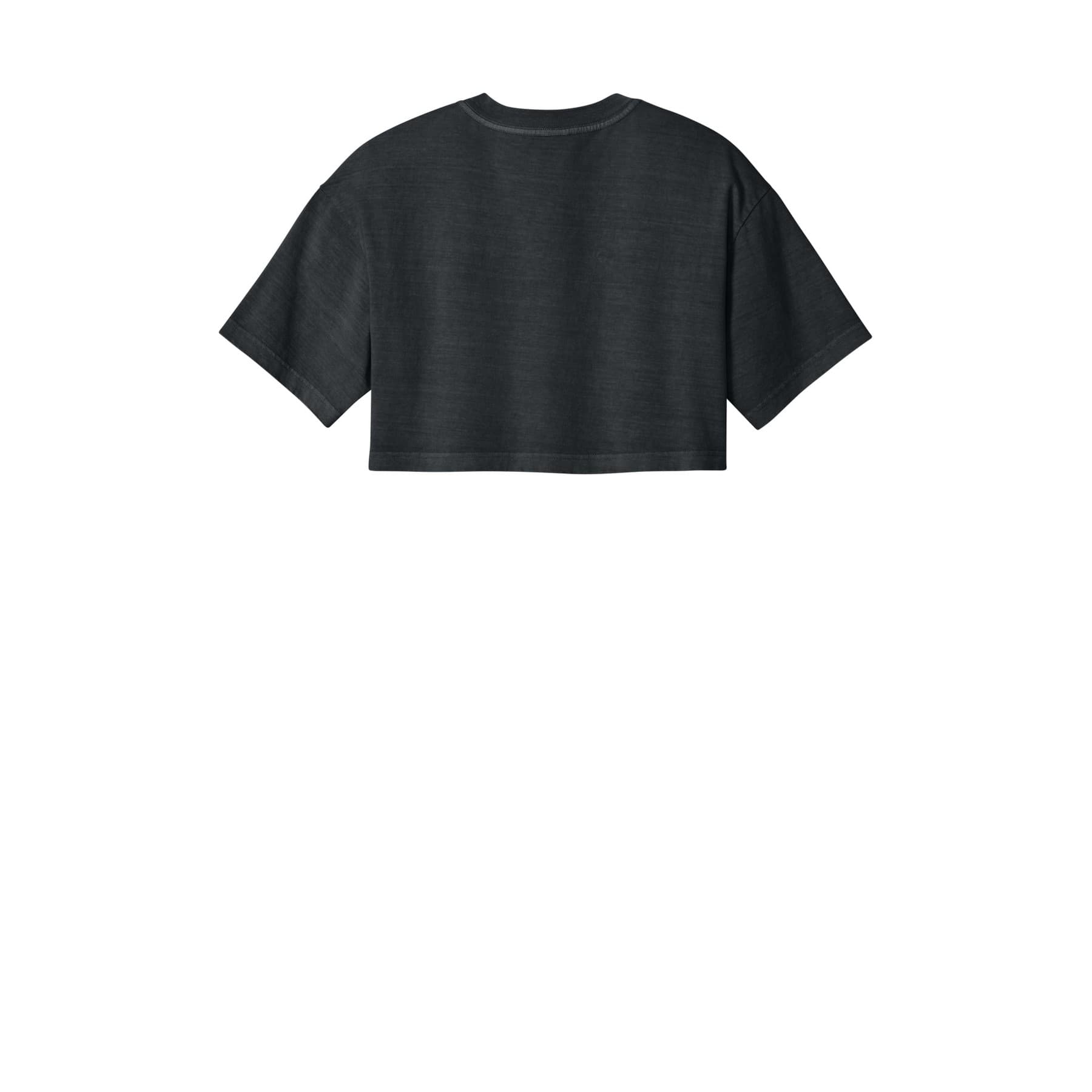 Plain washed black women's cropped cotton t-shirt, front view — view 4
