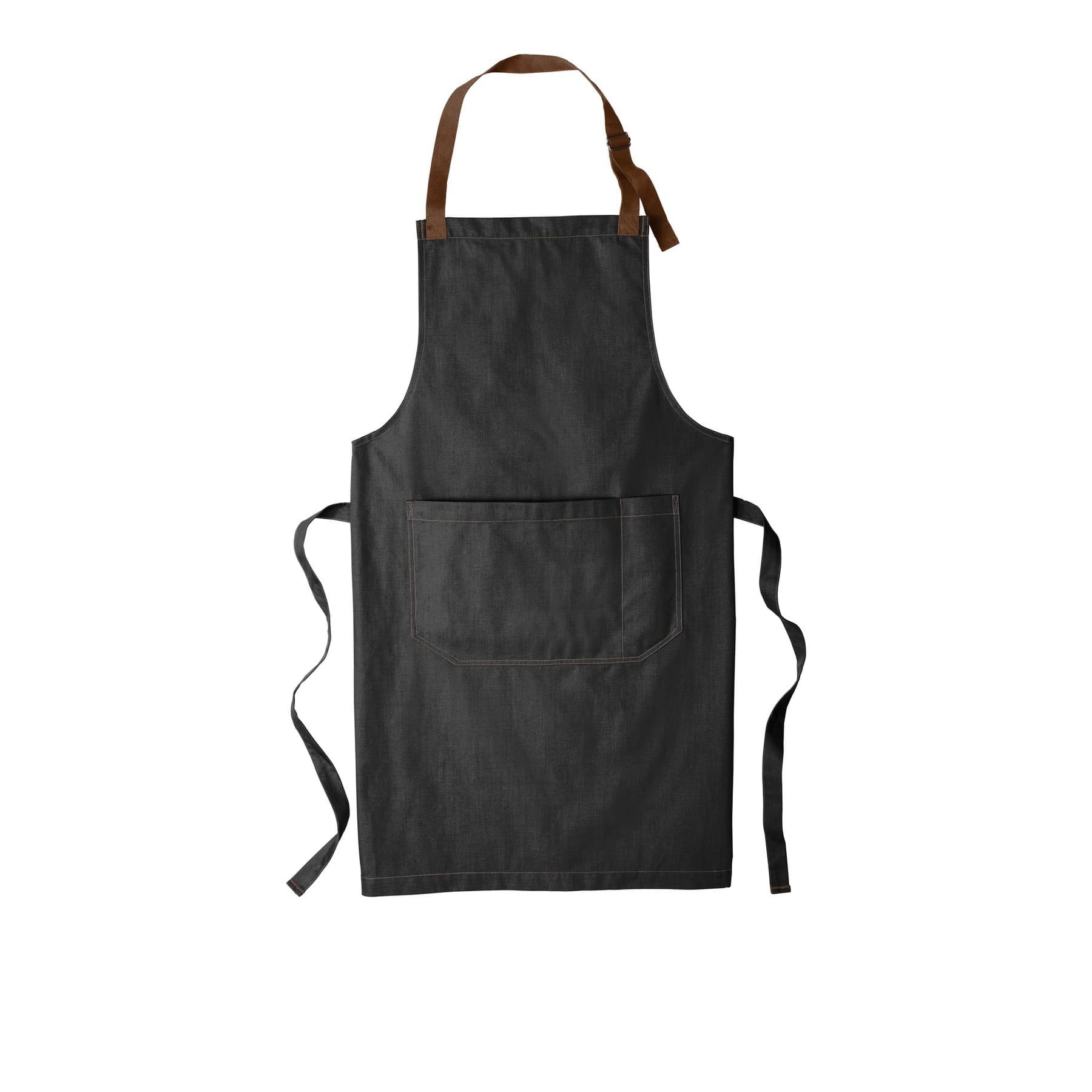 Plain ash grey market full-length bib apron, front view — view 2