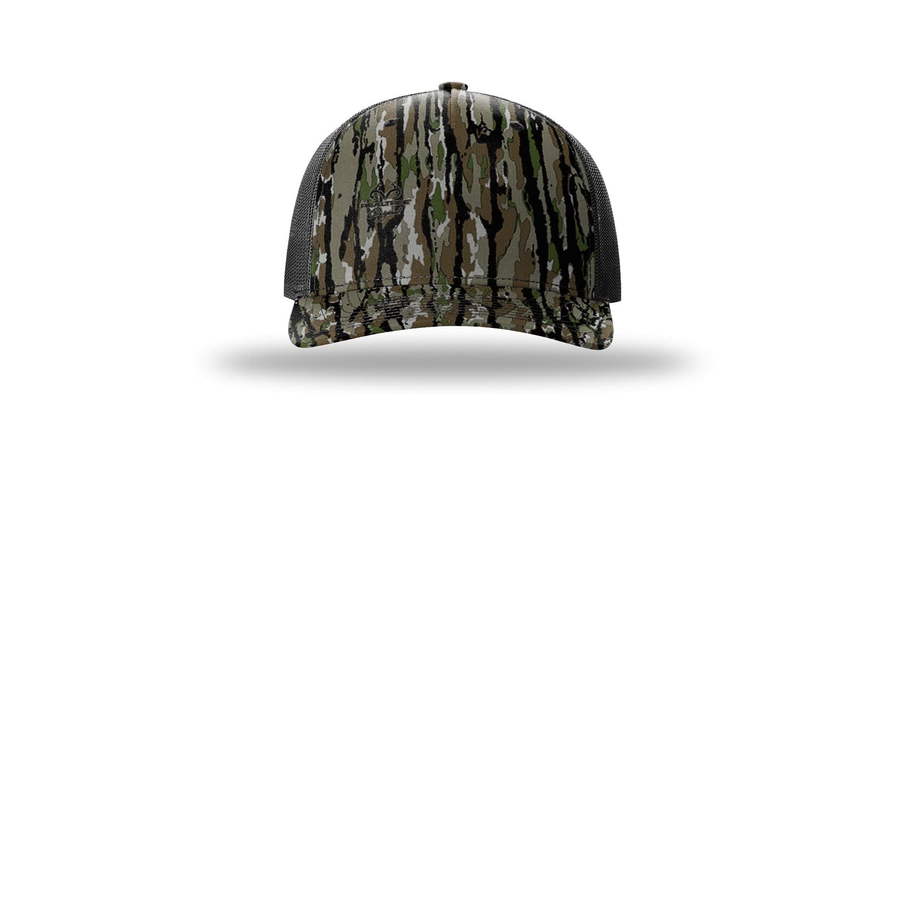 Plain kryptek typhon/ black printed five-panel trucker, front view — view 5