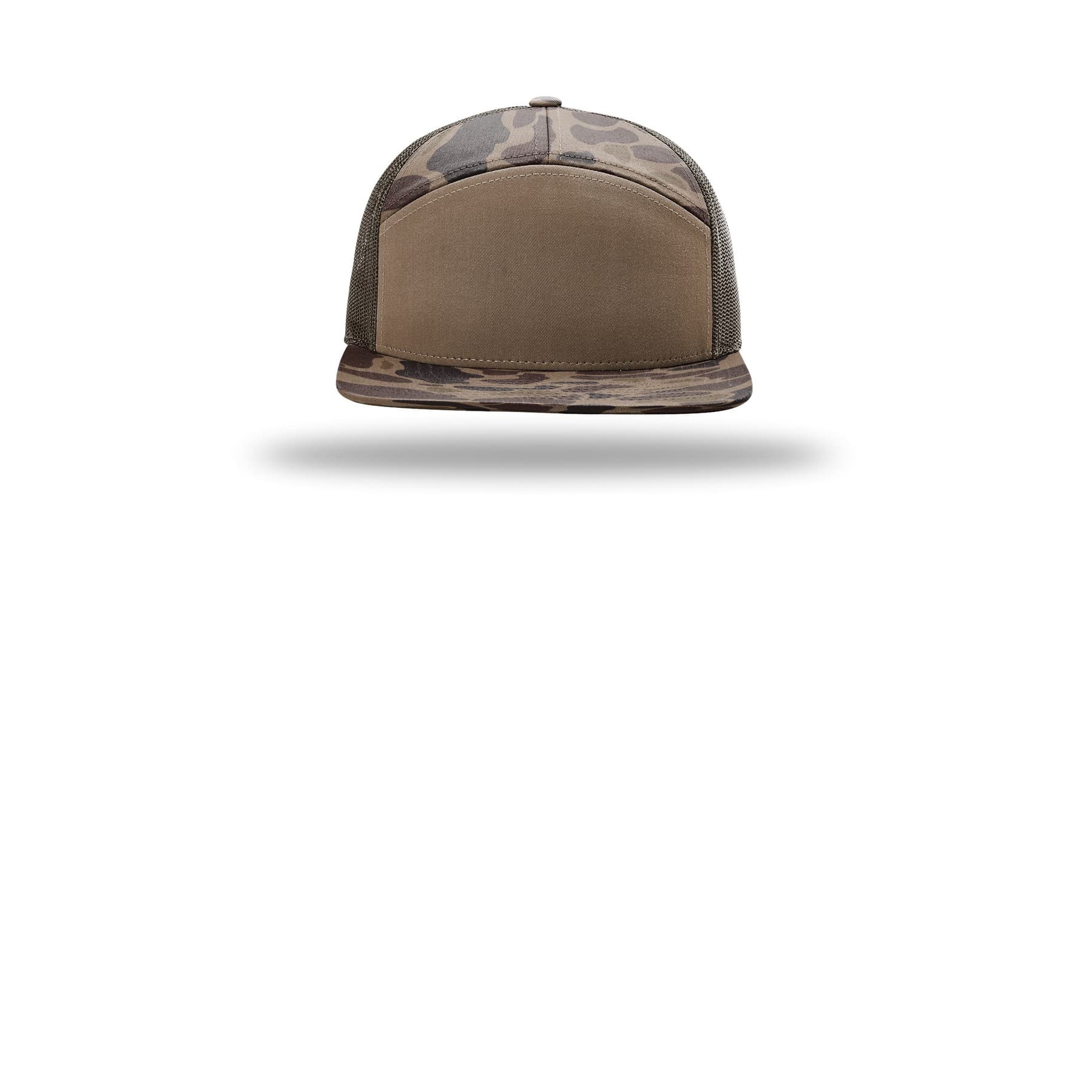 Plain realtree advantage/ khaki printed 7-panel trucker, front view — view 2