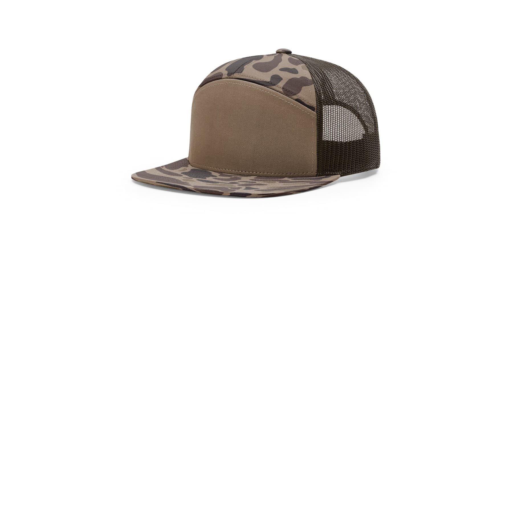 Plain realtree advantage/ khaki printed 7-panel trucker, front view — view 4