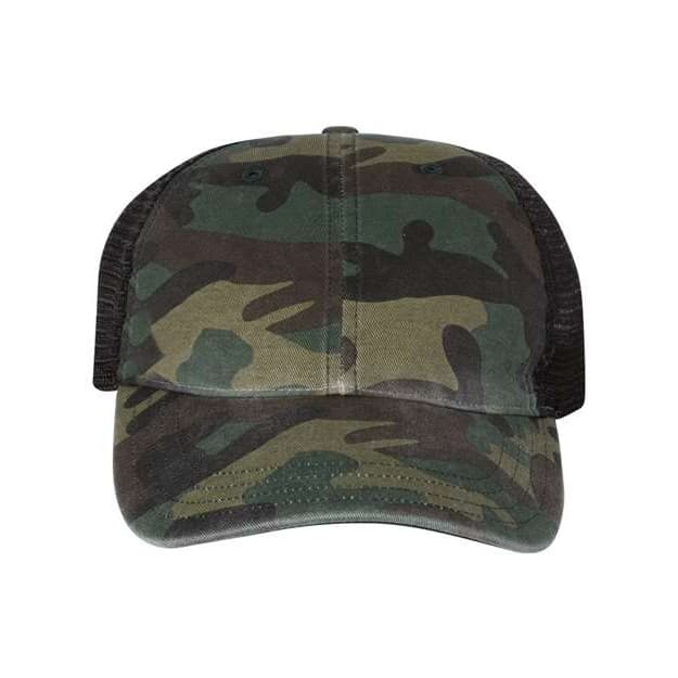 Custom Camo Hat, Garment-Washed Trucker, with Your Design