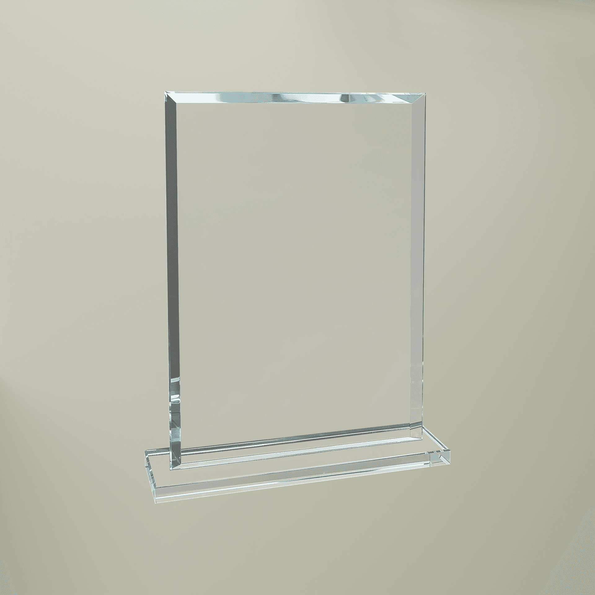Plain clear rectangle glass award (engraving), front view — view 2