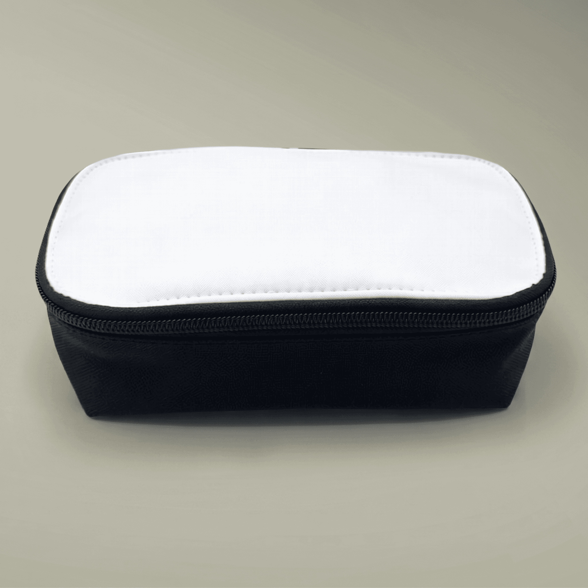 Plain black polyester pencil case, front view — view 2