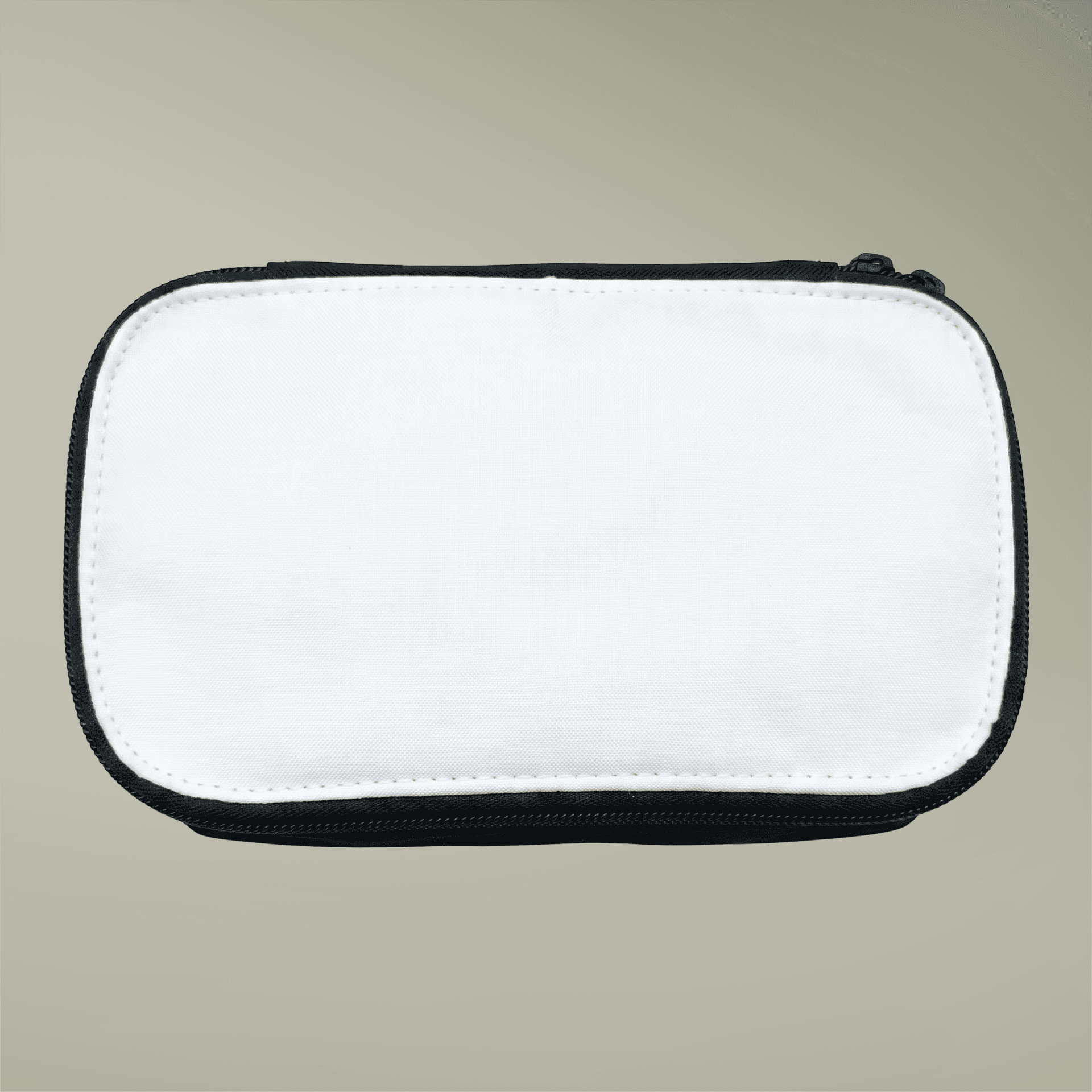 Plain black polyester pencil case, front view — view 3