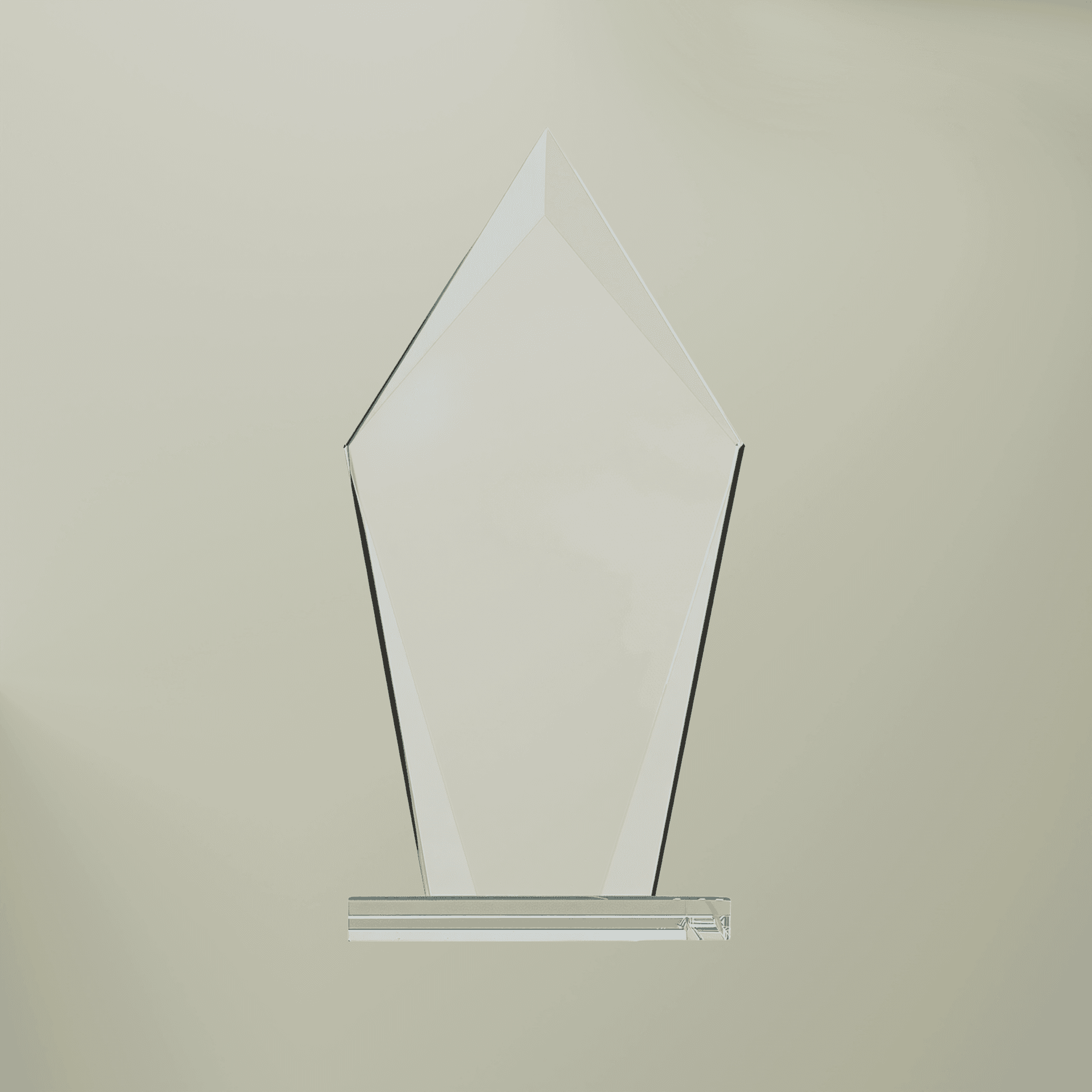 Plain clear diamond shaped glass award (engraving), front view — view 2