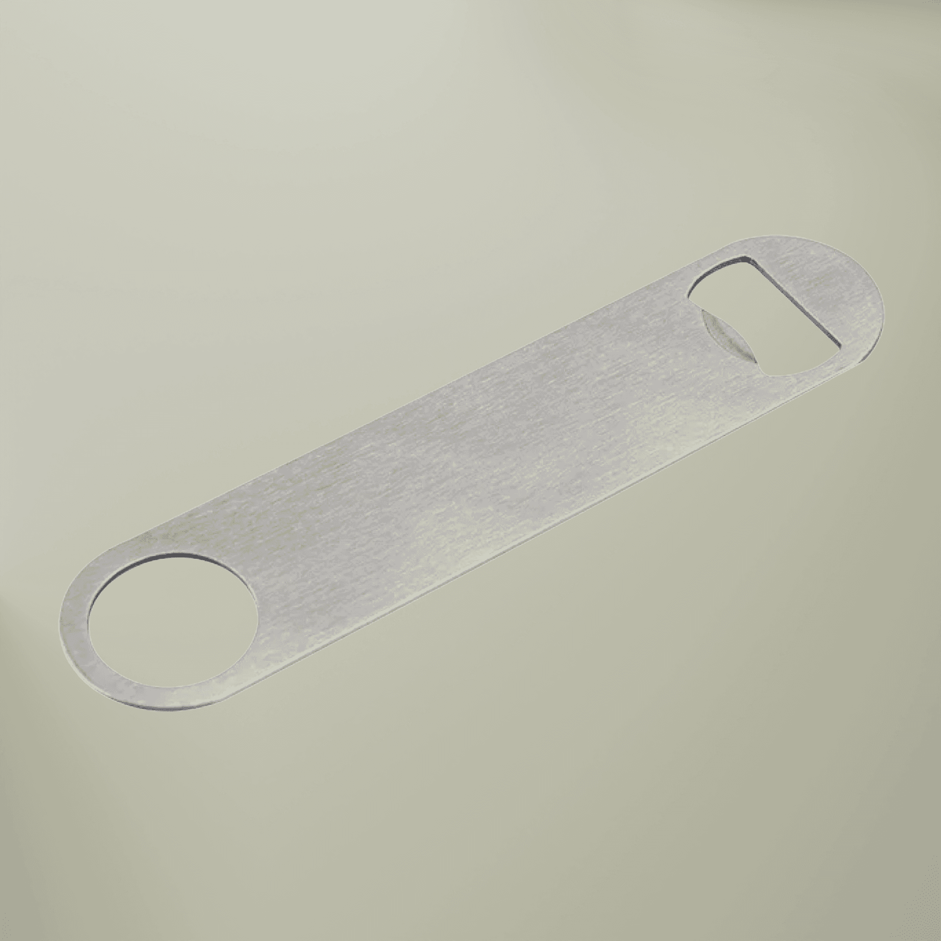 Plain silver metal bottle opener, front view