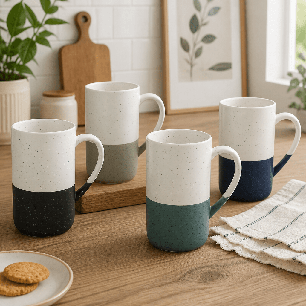 Plain grey speckled wayland ceramic mug, 13oz (engraving), front view