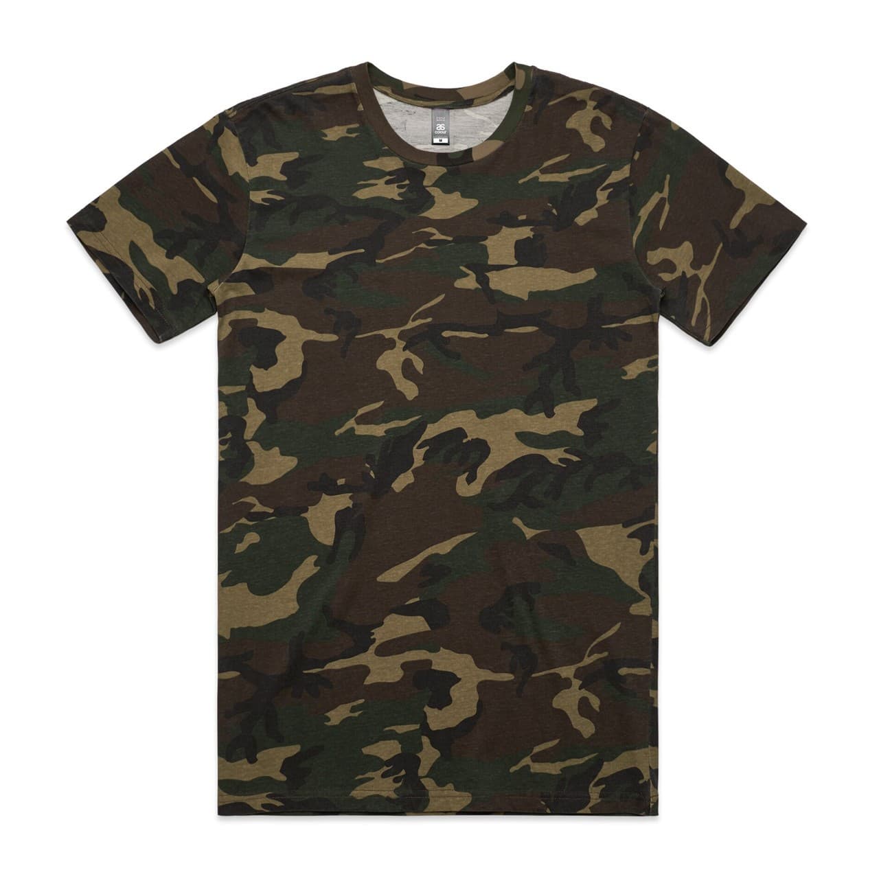 Plain black camo staple camo tee, front view — view 2