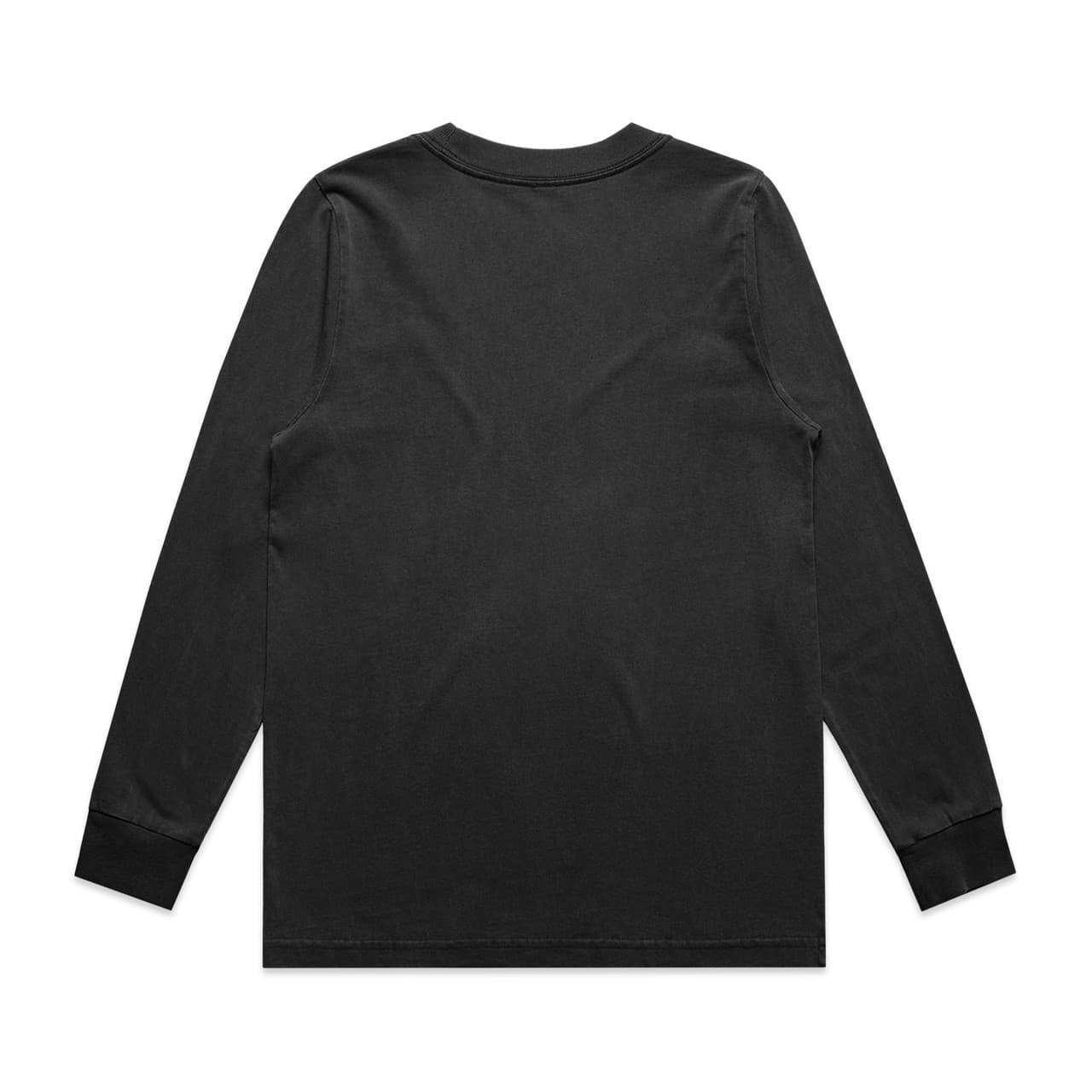 Plain faded black women's heavy faded l-s tee, front view — view 2