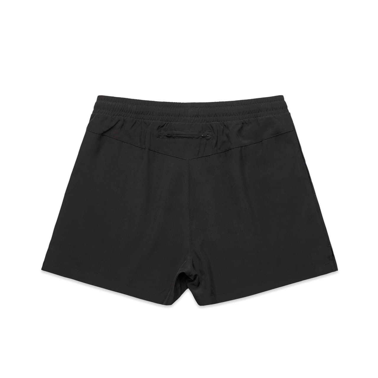 Plain black women's active shorts, front view — view 2