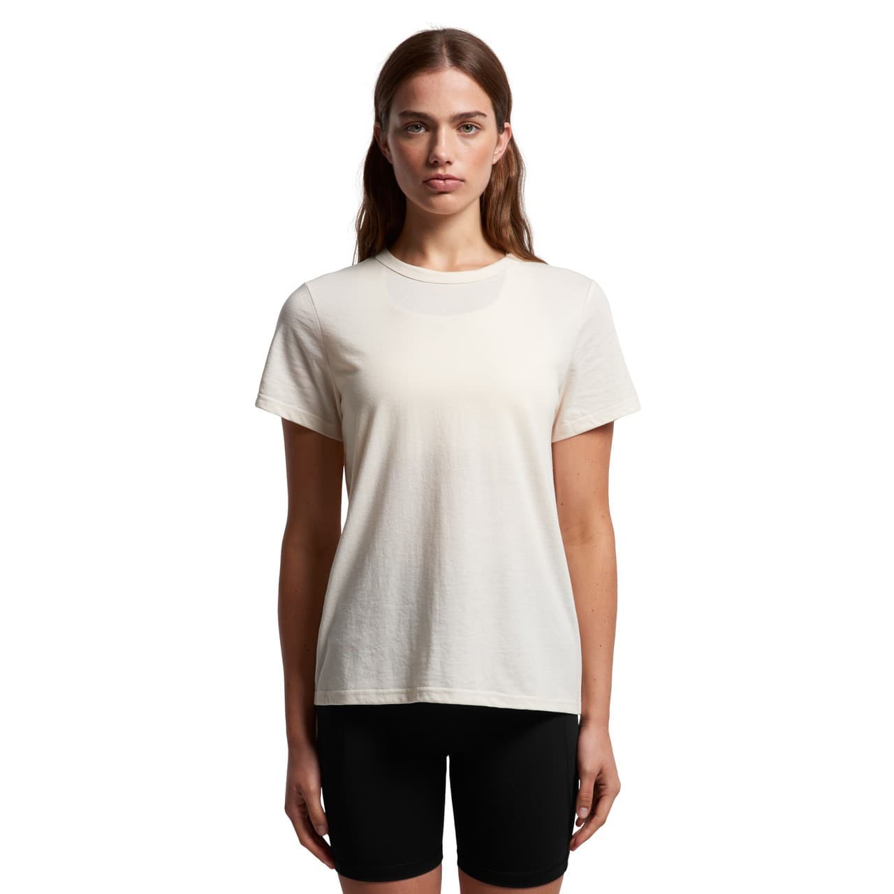 Plain ecru women's maple active blend tee, front view — view 3