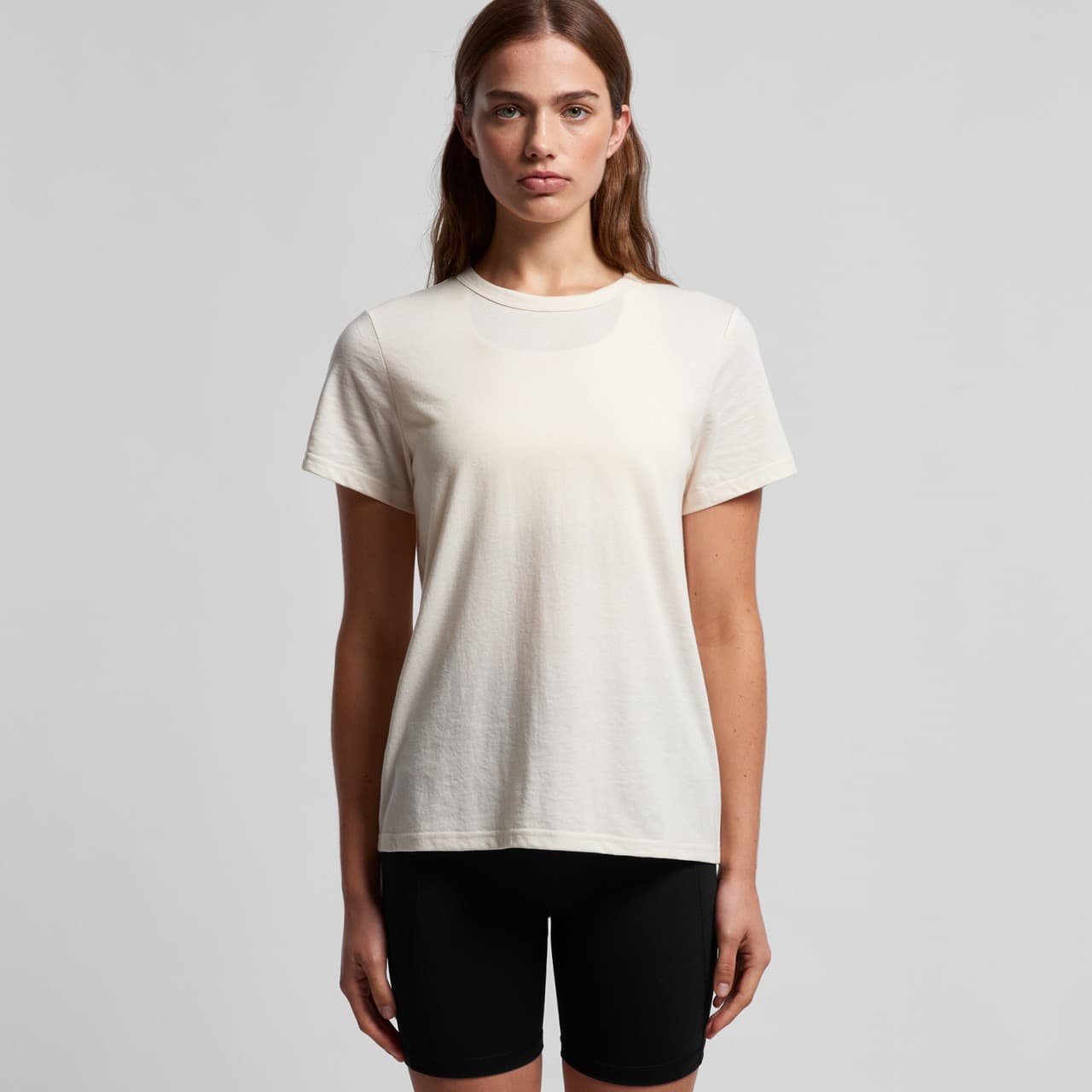 Plain ecru women's maple active blend tee, front view — view 4