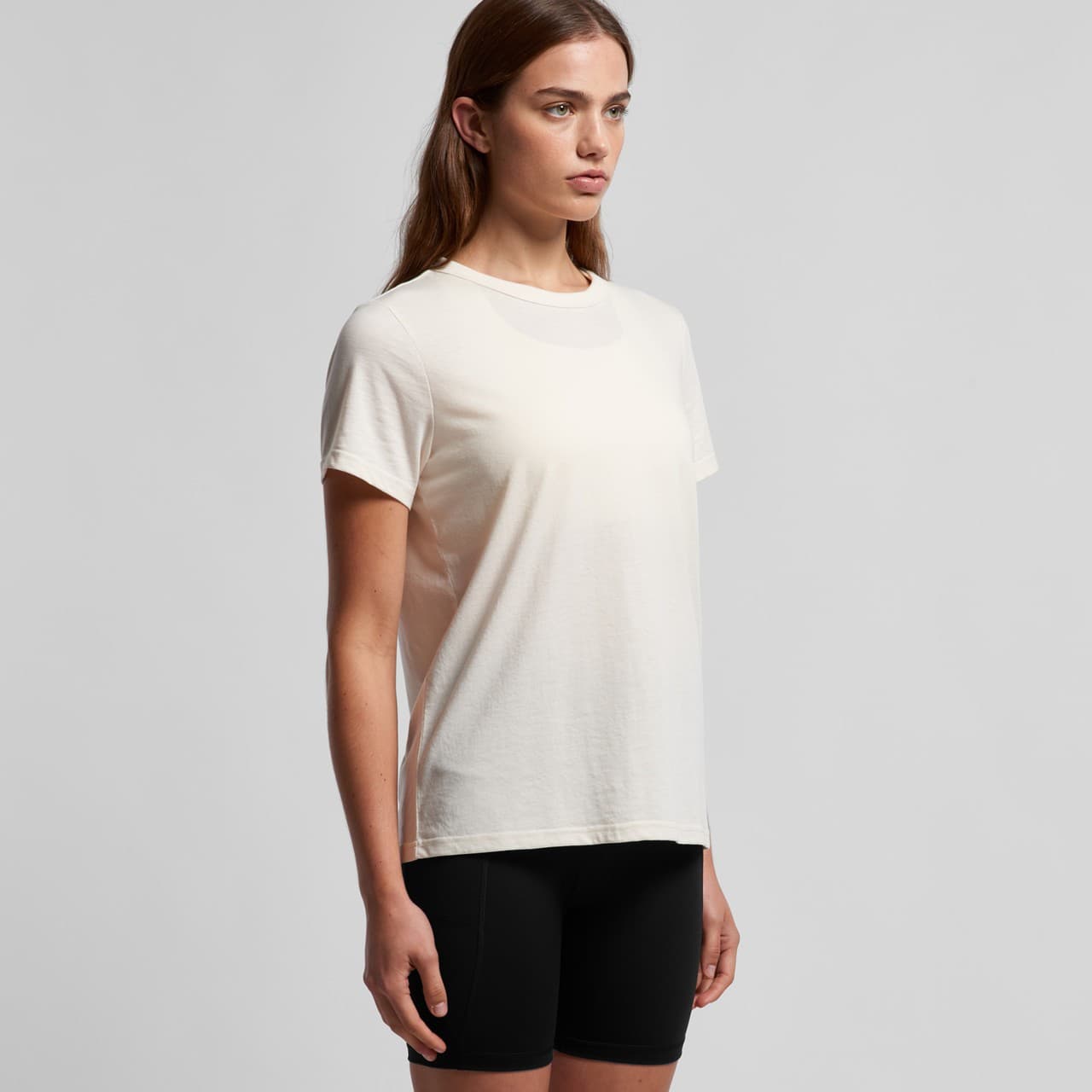 Plain ecru women's maple active blend tee, front view — view 6