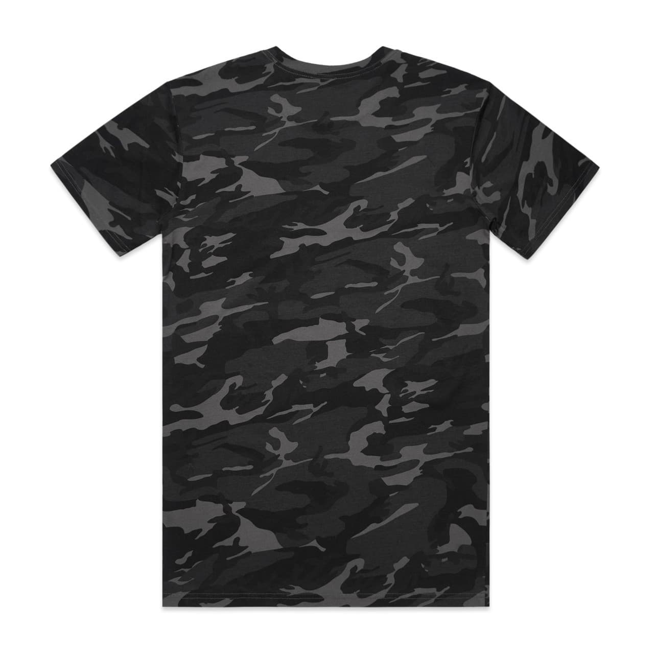 Plain black camo staple camo tee, front view — view 3