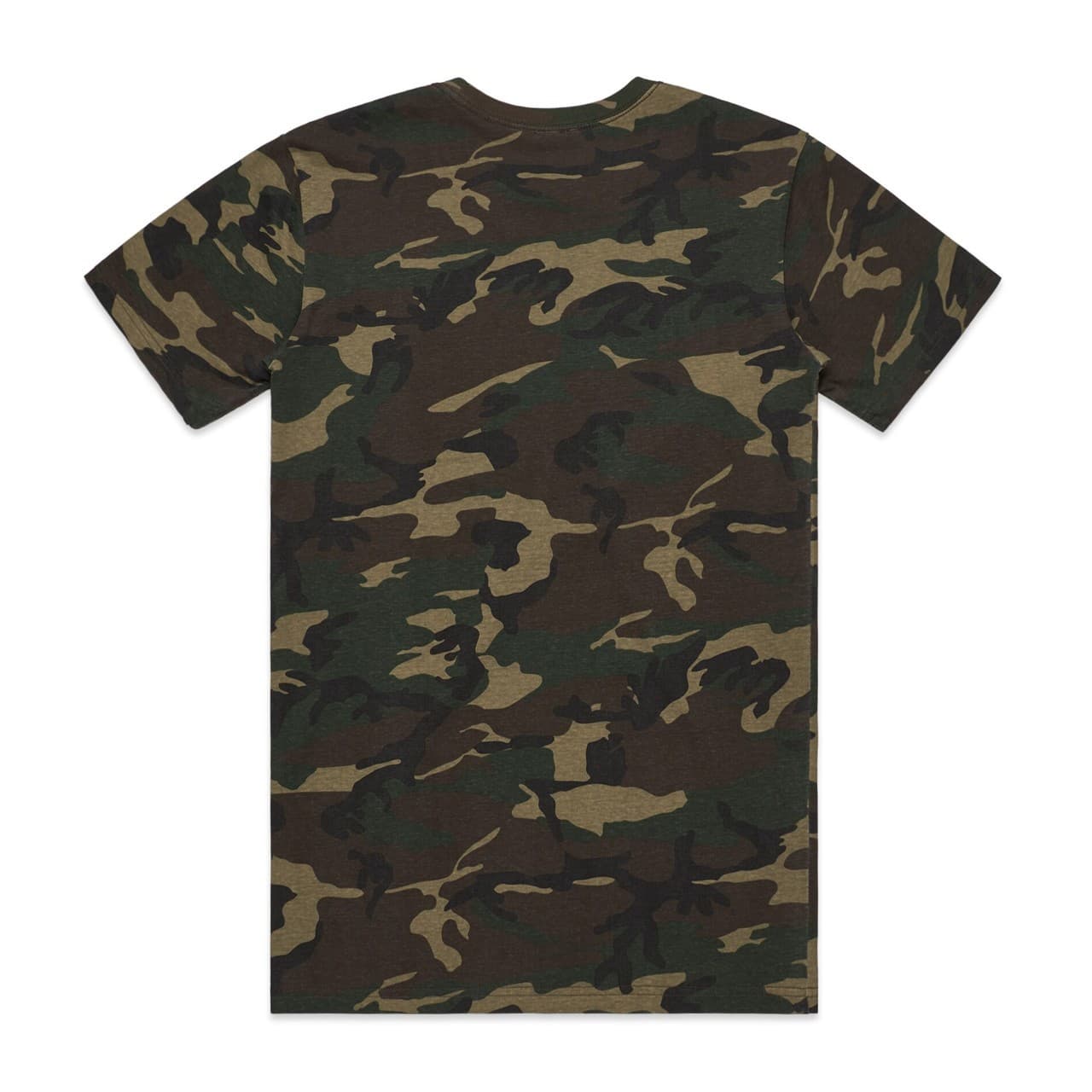 Plain black camo staple camo tee, front view — view 4