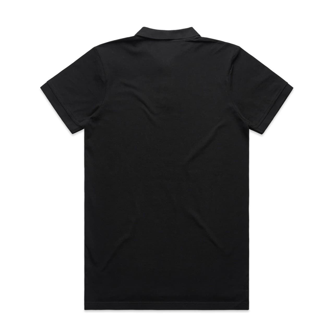 Plain black pique polo, front view — view 2
