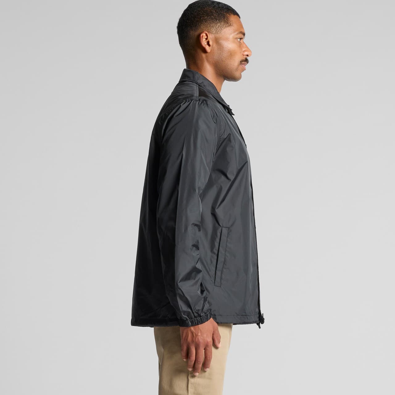 Plain black coach jacket, front view — view 5