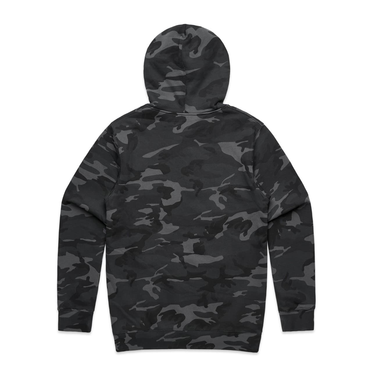 Plain black camo stencil camo hood, front view — view 3