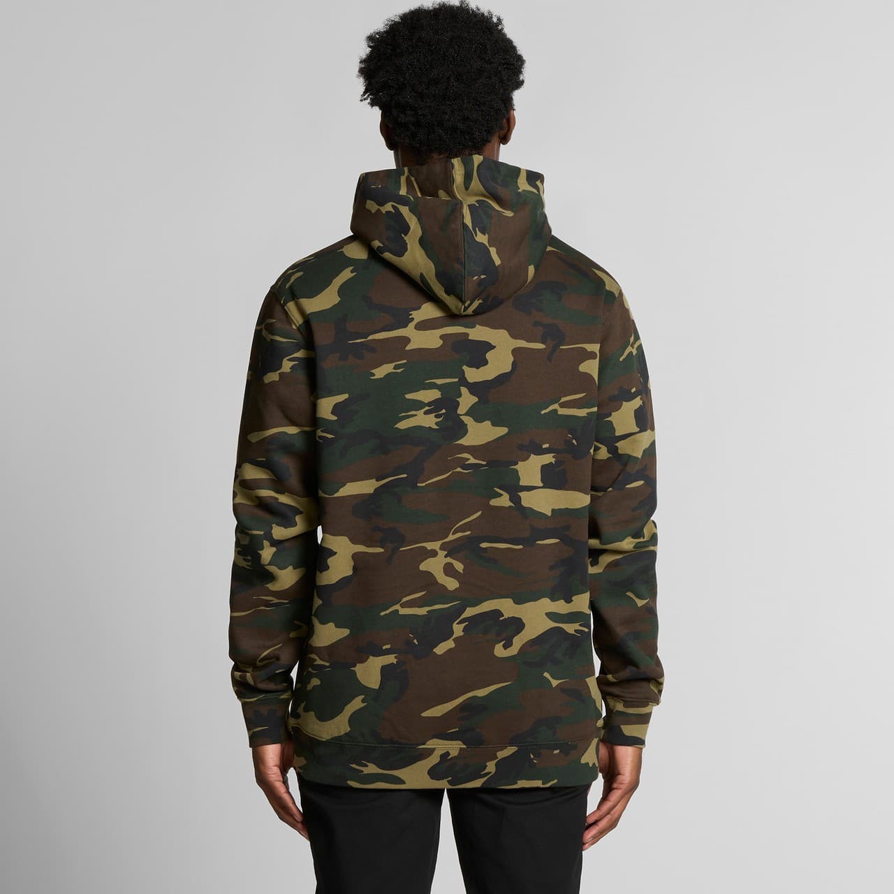 Plain black camo stencil camo hood, front view — view 5