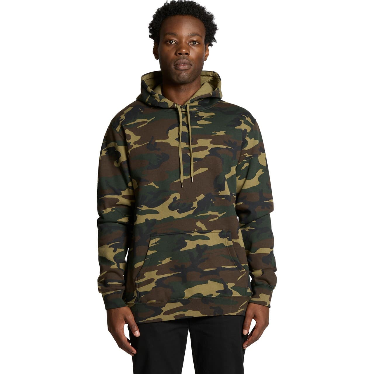 Plain black camo stencil camo hood, front view — view 6