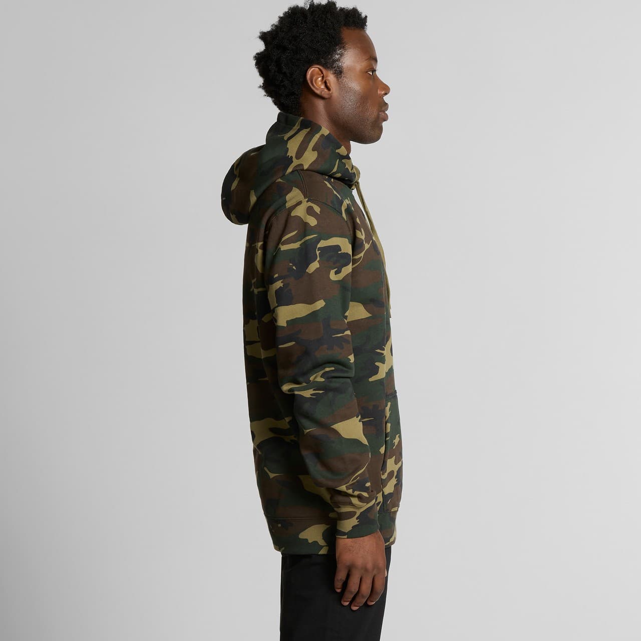 Plain black camo stencil camo hood, front view — view 7