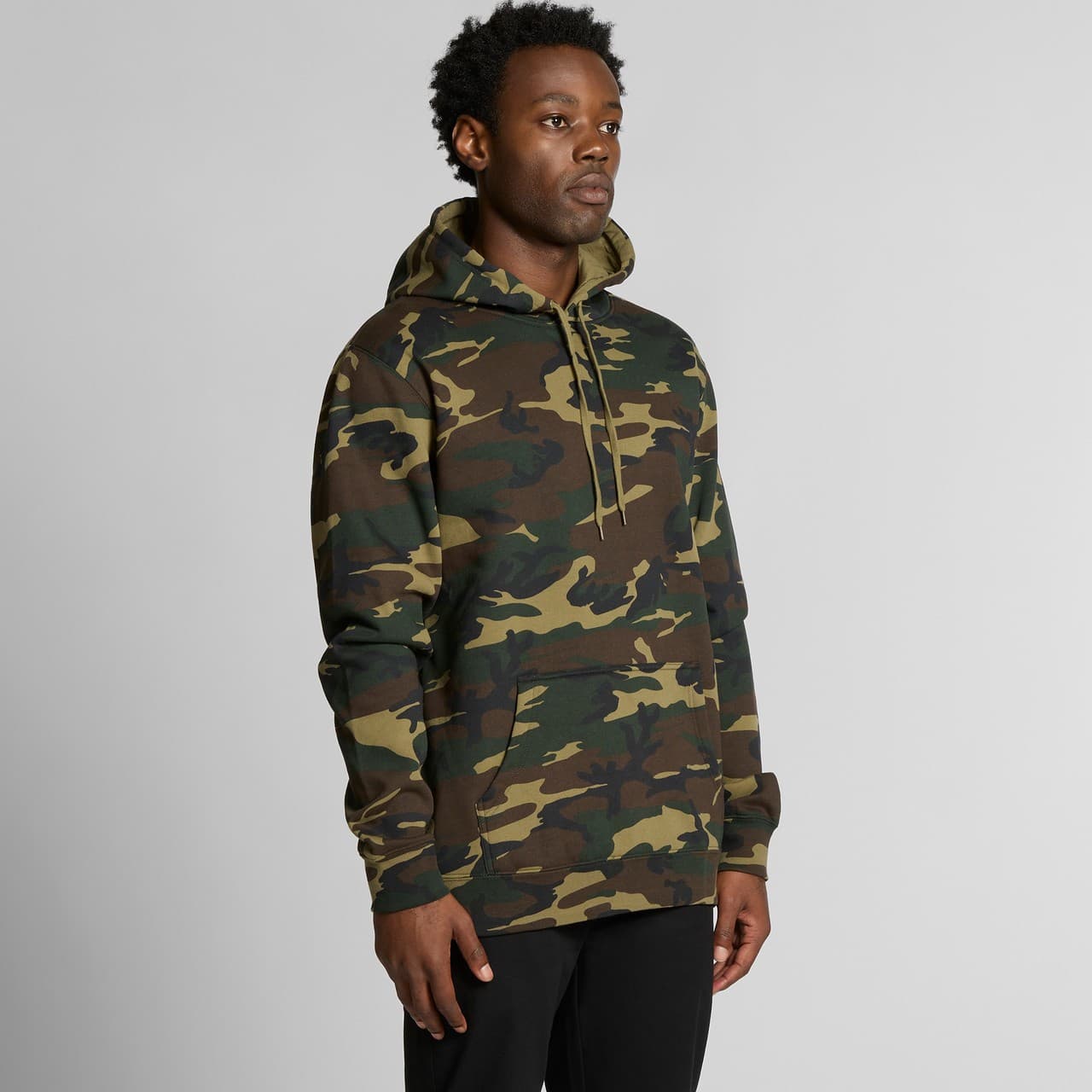 Plain black camo stencil camo hood, front view — view 8