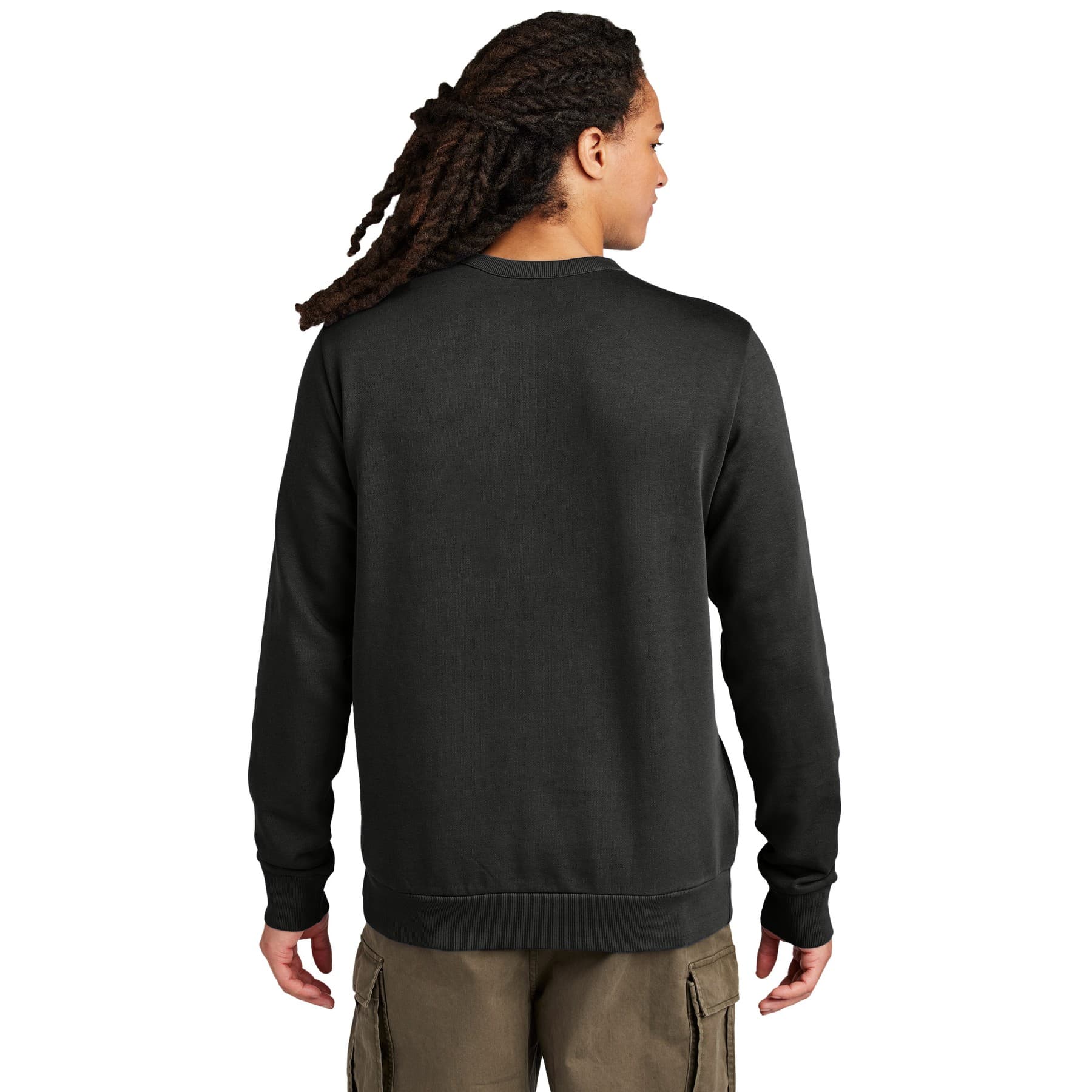 Plain black fleece crew, front view — view 7