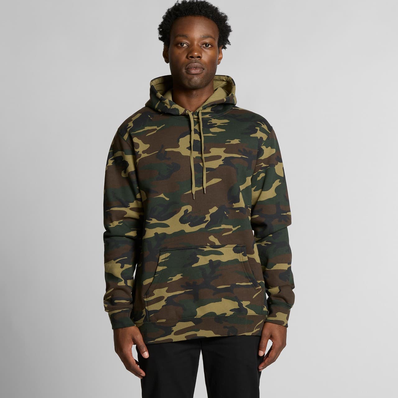 Plain black camo stencil camo hood, front view — view 9