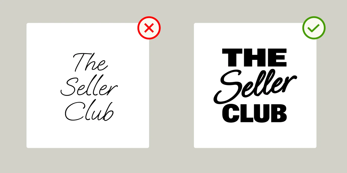 Thin cursive lettering beside bold lettering. The enclosed spaces inside letters are what close up first as type gets smaller.