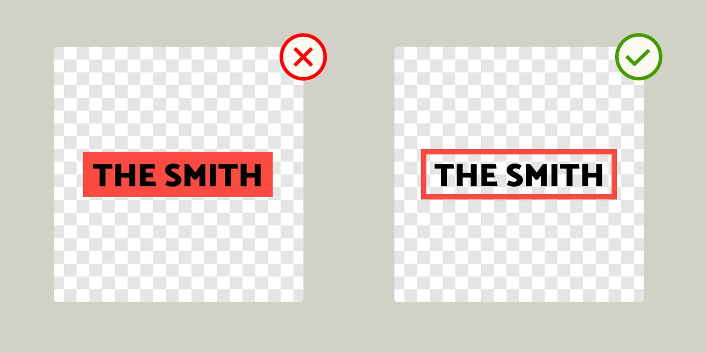 A filled background beside a transparent one. Anything opaque in the file is stitched, including a background you meant as blank.