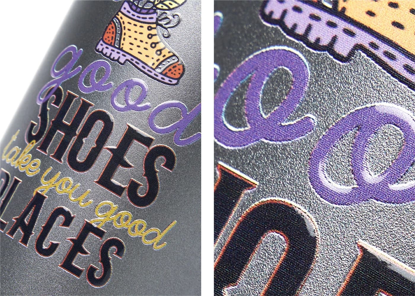 How UV printing works: ink is laid onto the item and cured solid by ultraviolet light in the same pass, so it bonds without soaking in.