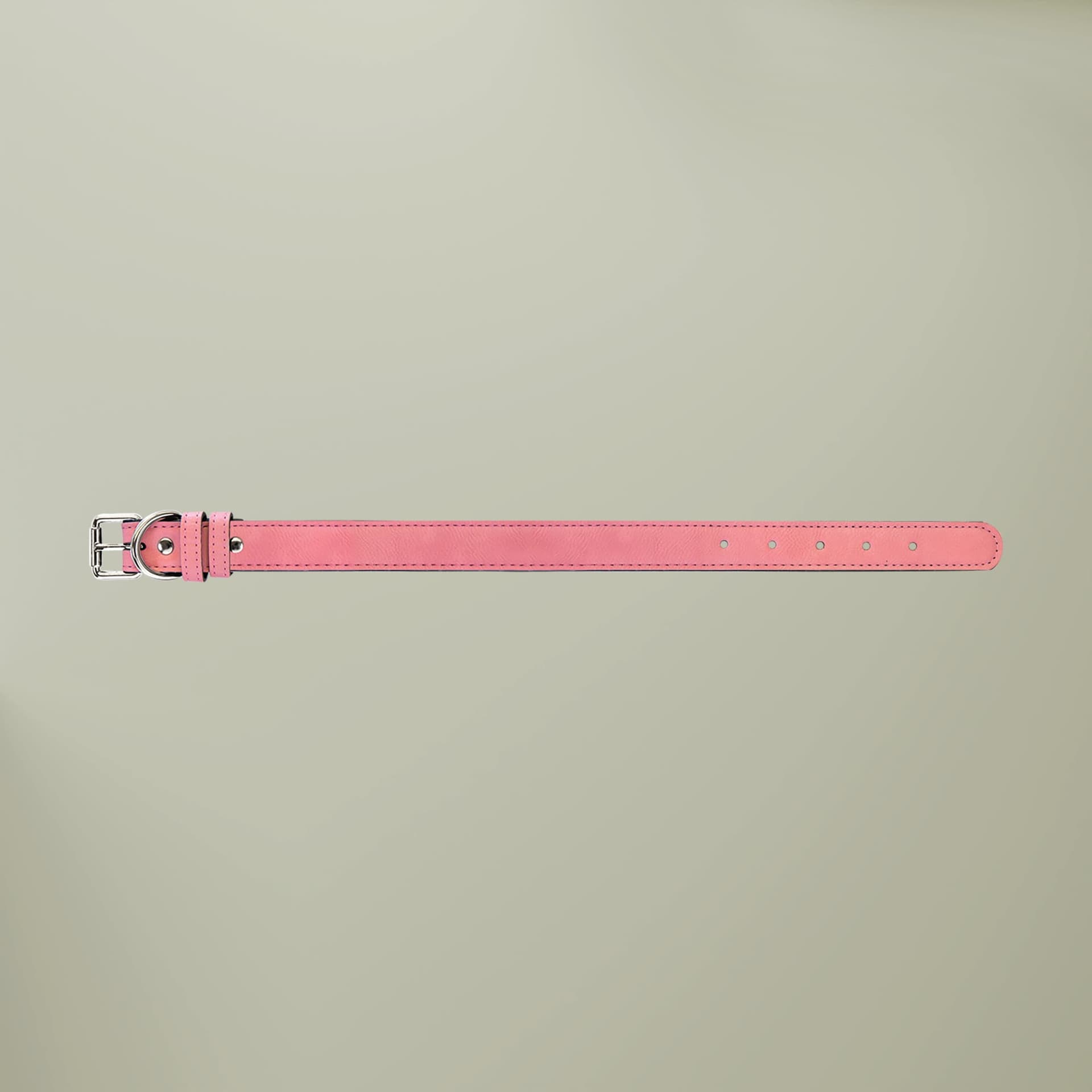 Plain pink / black leather pet collar (engraving), front view
