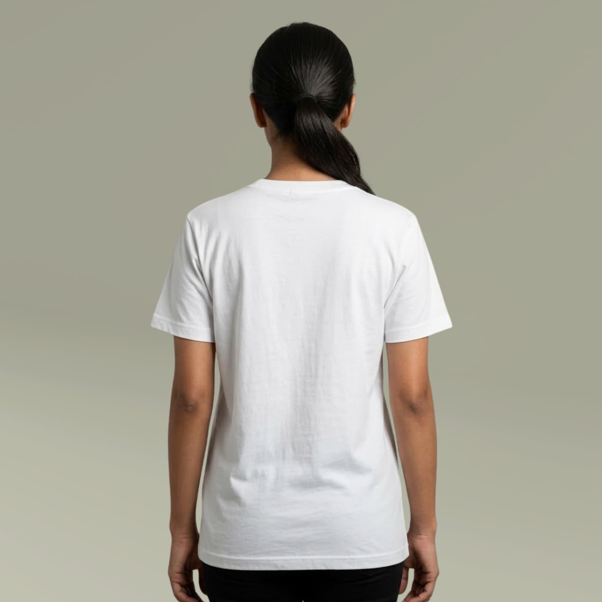 Plain white cotton crew neck t-shirt, front view