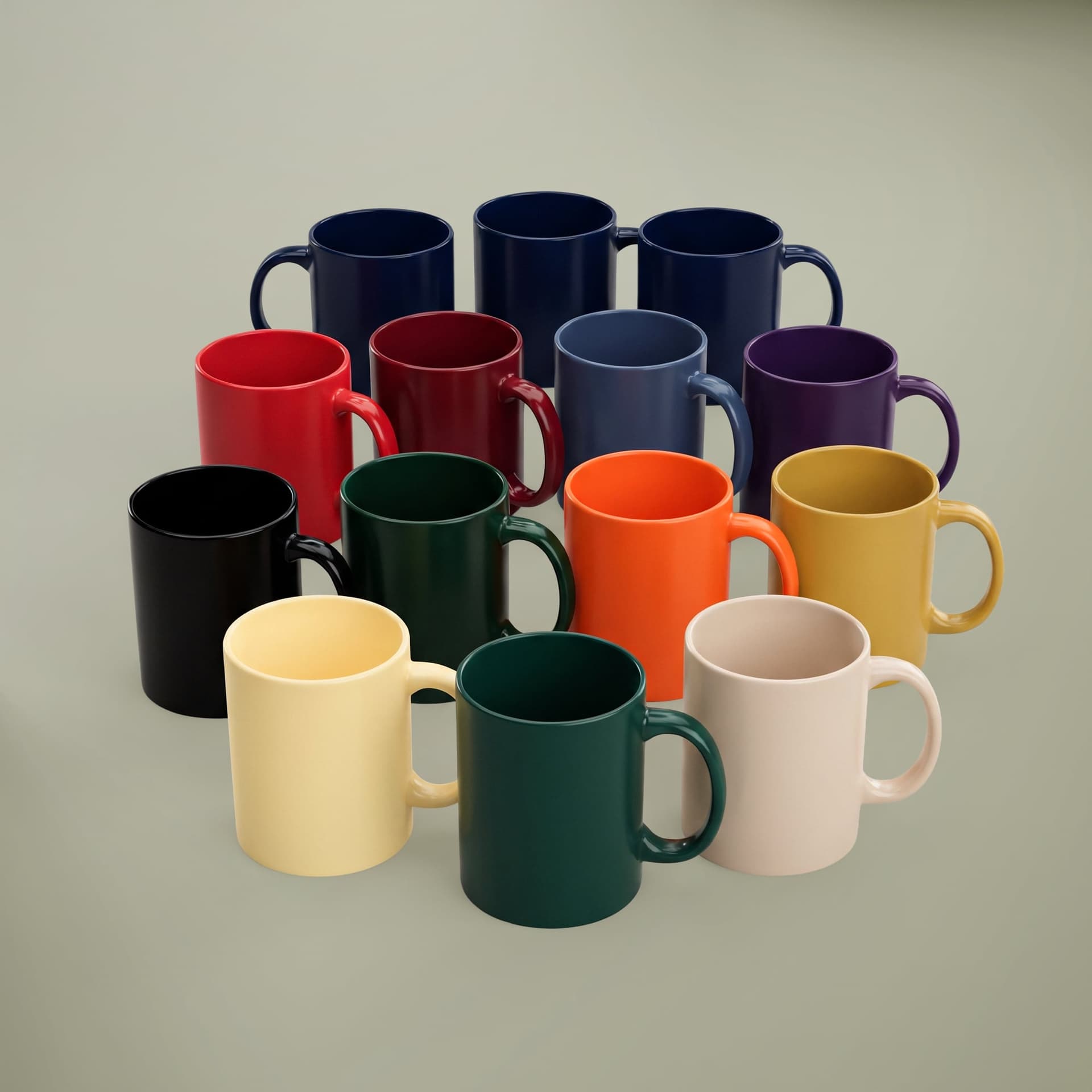Plain almond traditional ceramic mug, front view