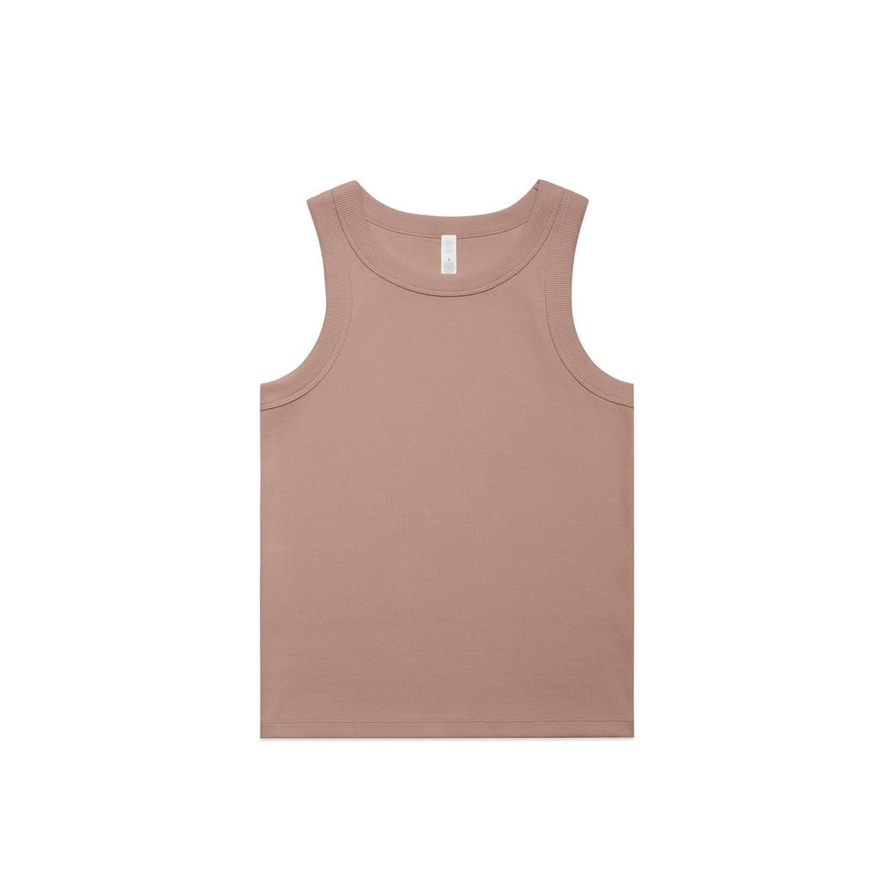 Plain hazy pink women's organic rib tank, front view