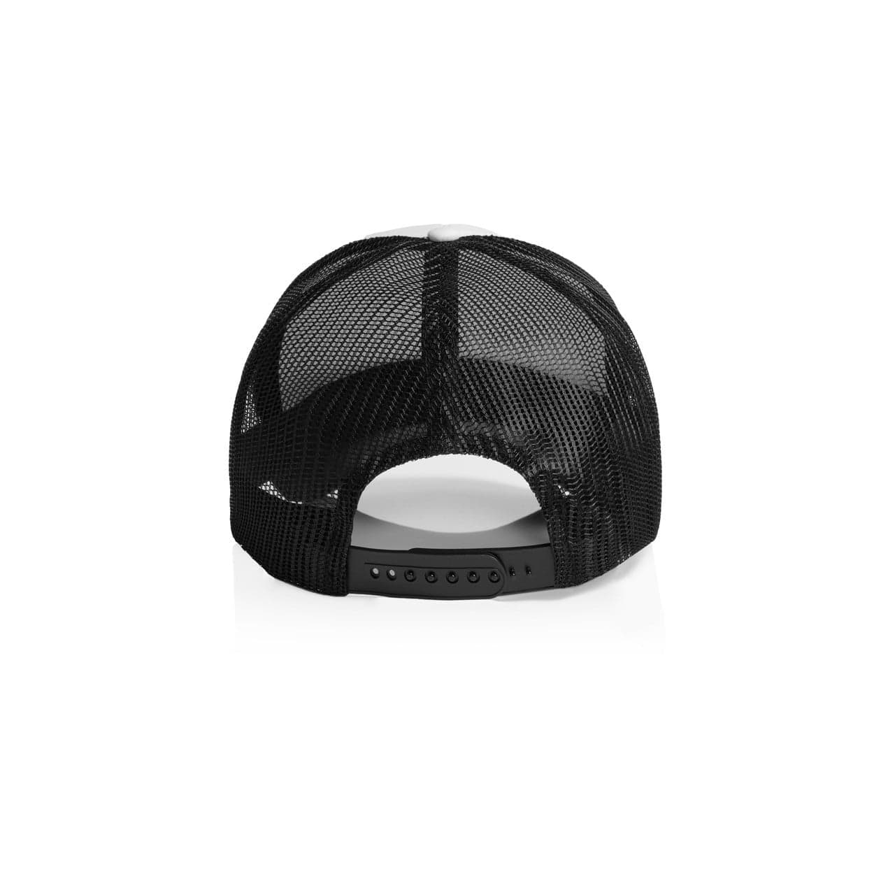 Plain white/black frame foam two-tone trucker, front view