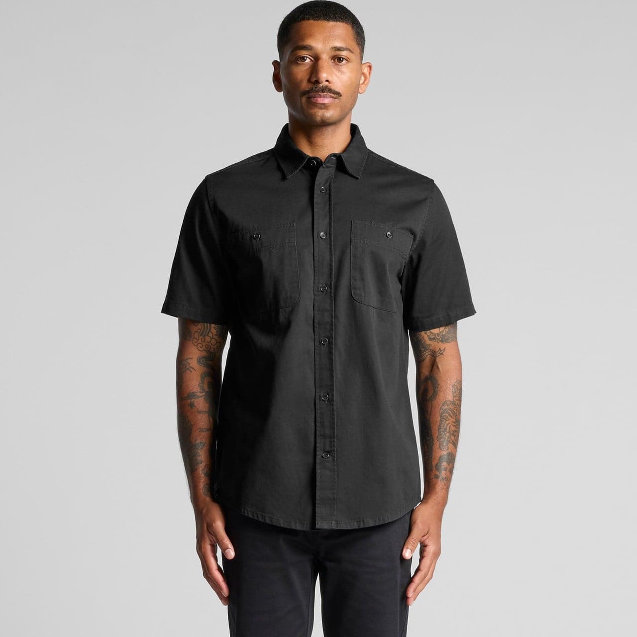 Custom Short Sleeve Button-Up Work Shirt with Your Photo or Text